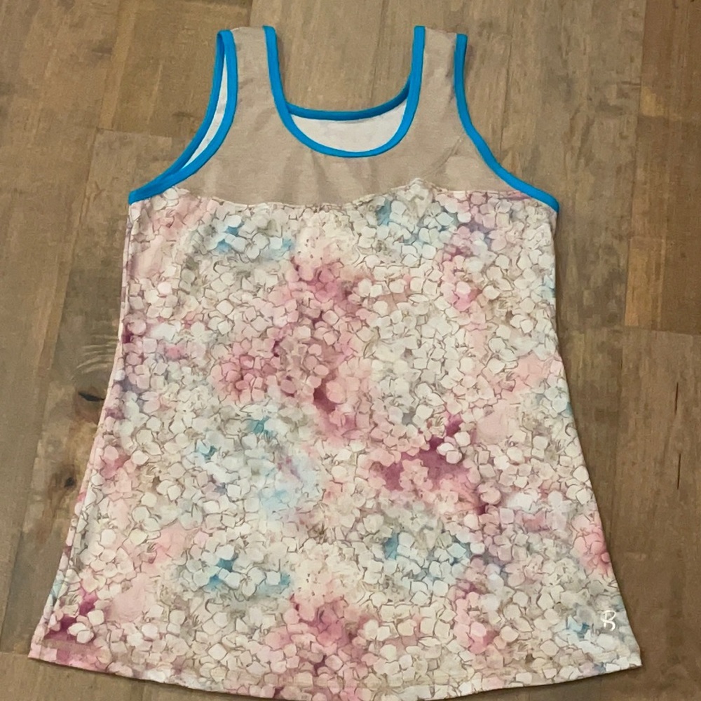 Sofibella Floral Tank w/ Turquoise Trim Size M